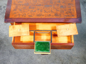 tavolino cucito legno decorato tricoteuse epoca 1800 cassetto gueridon antico