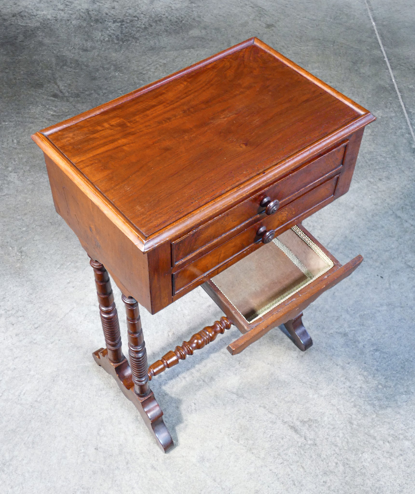 tavolino lavoro cucito tricoteuse legno noce epoca 1800 3 cassetti antico