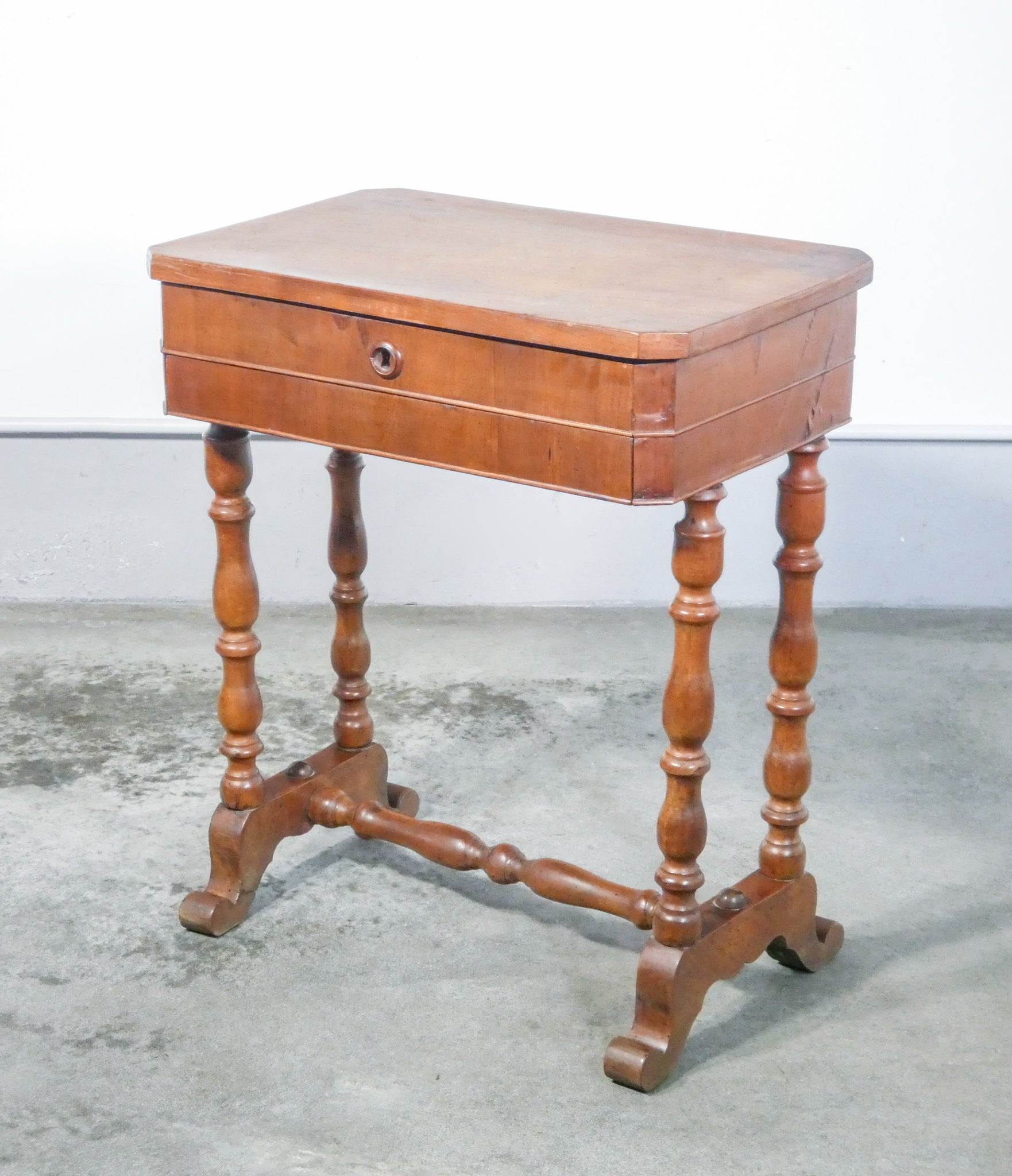 tavolino lavoro tricoteuse 1800 legno noce piano apribile cassetto epoca antico