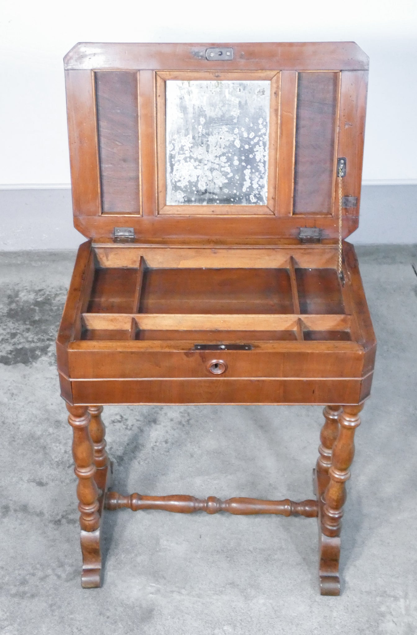 tavolino lavoro tricoteuse 1800 legno noce piano apribile cassetto epoca antico