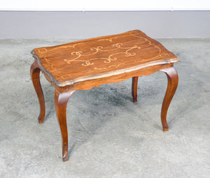 tavolino piemontese 1700 legno noce intarsiato originale epoca basso antico