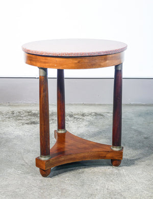 tavolino tavolo tondo impero legno piano marmo epoca 1800 colonne antico