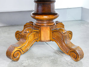 tavolo carlo x rotondo legno massello noce epoca 1800 gamba centrale antico