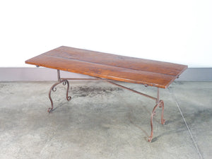 tavolo grande legno noce ferro forgiato battuto epoca primo 1800 antico