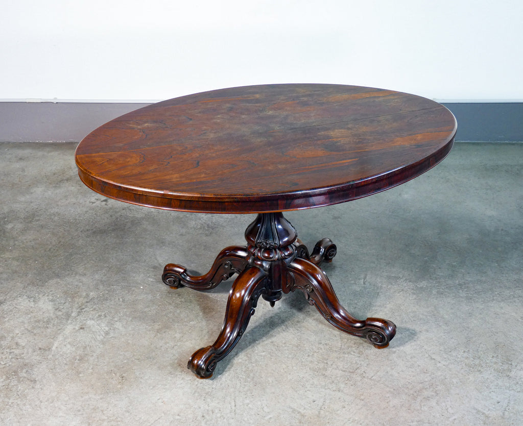 tavolo pranzo vittoriano legno palissandro e radica ovale inghilterra epoca 1800