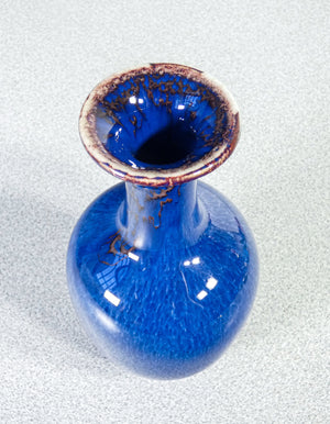 vasetto ceramica smalto policromo smaltata vaso blu epoca manifattura italia