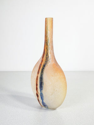 vaso bottiglia design alfredo barbini scavo vetro soffiato murano 1970s 1
