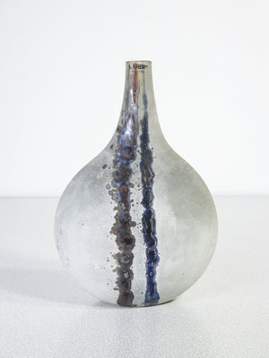 vaso bottiglia design alfredo barbini scavo vetro soffiato murano 1970s 2