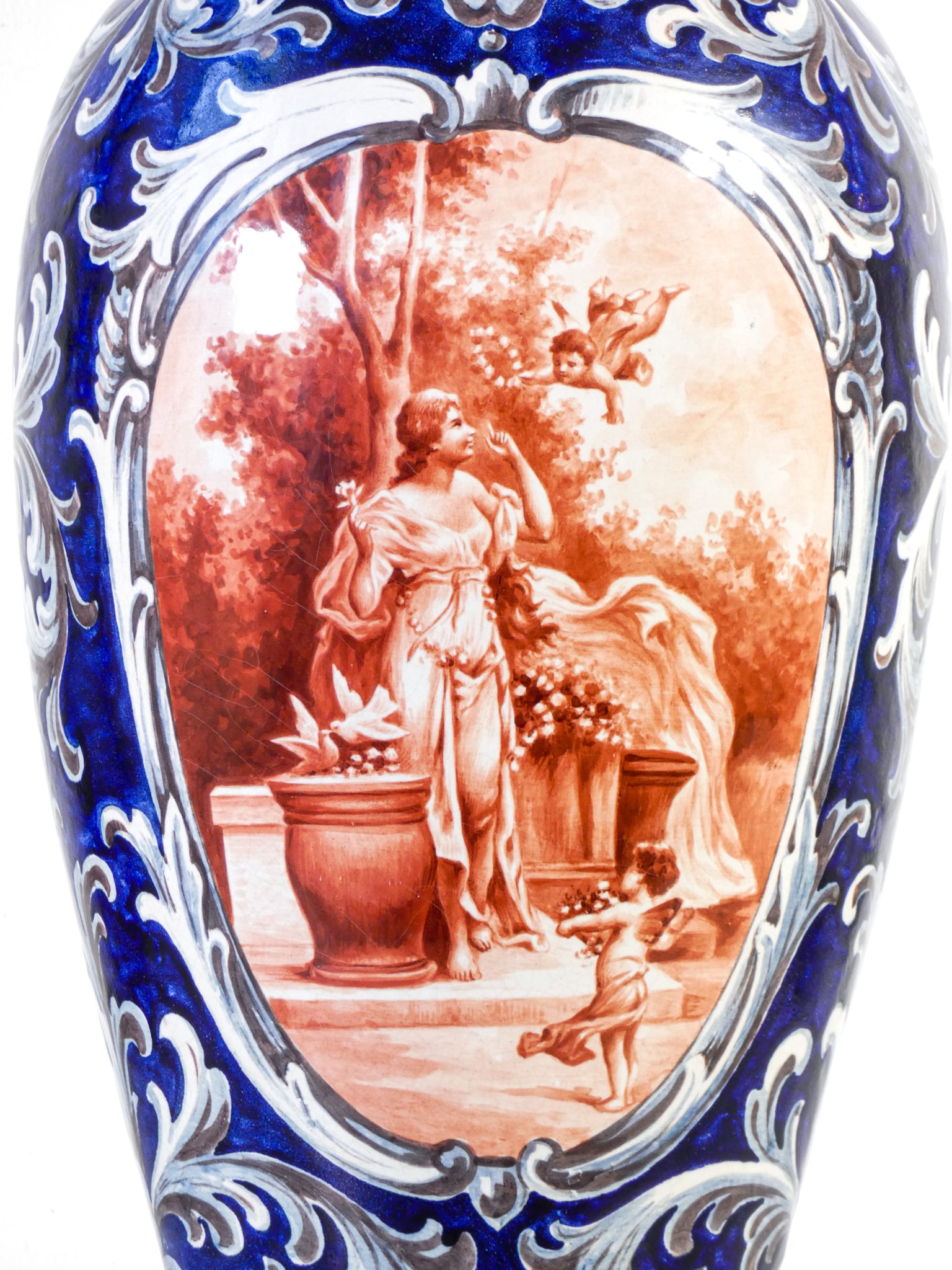vaso ceramica attr molaroni pesaro dipinta a mano smalto antique vase antico