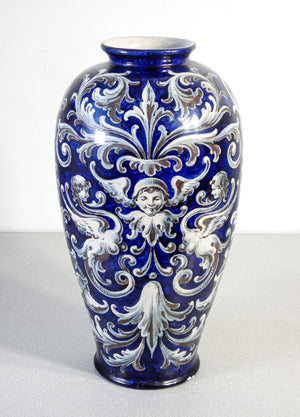 vaso ceramica attr molaroni pesaro dipinta a mano smalto antique vase antico
