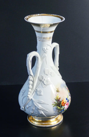 vaso ceramica bassorilievo dipinto a mano firmato gc epoca primo 900 biansato
