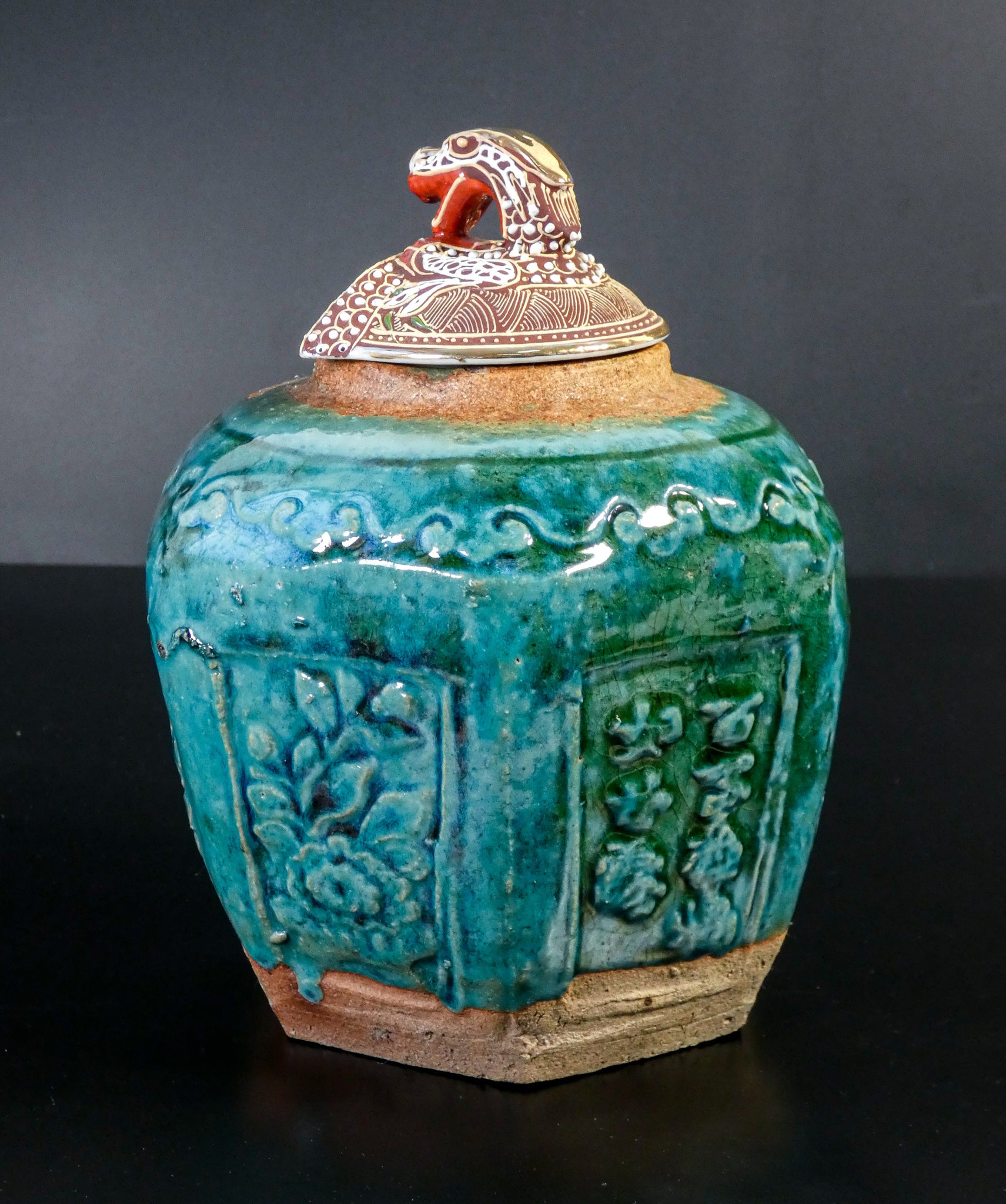 vaso ceramica dipinta dorata porcellana cina cinese serpente china vase