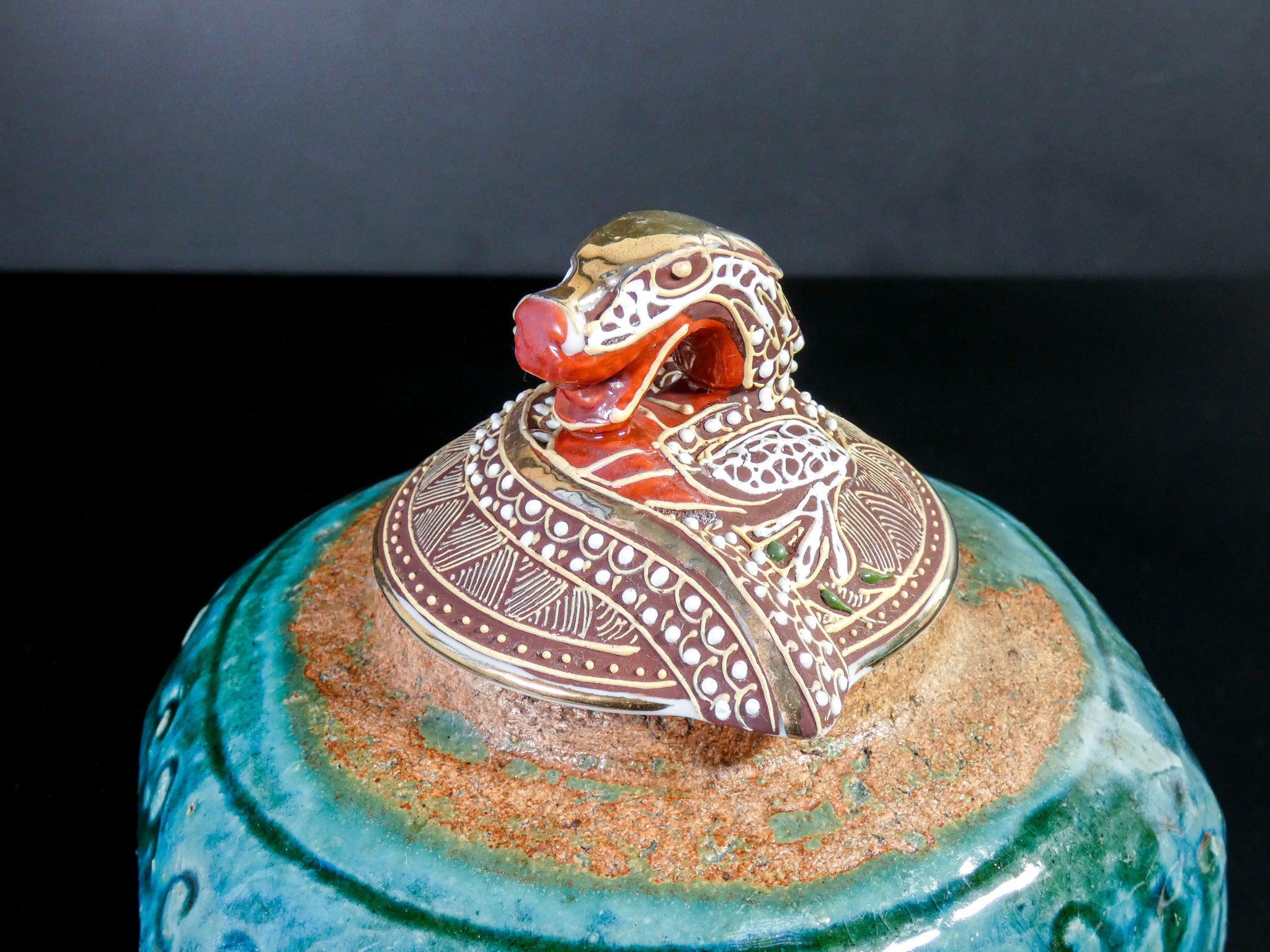 vaso ceramica dipinta dorata porcellana cina cinese serpente china vase