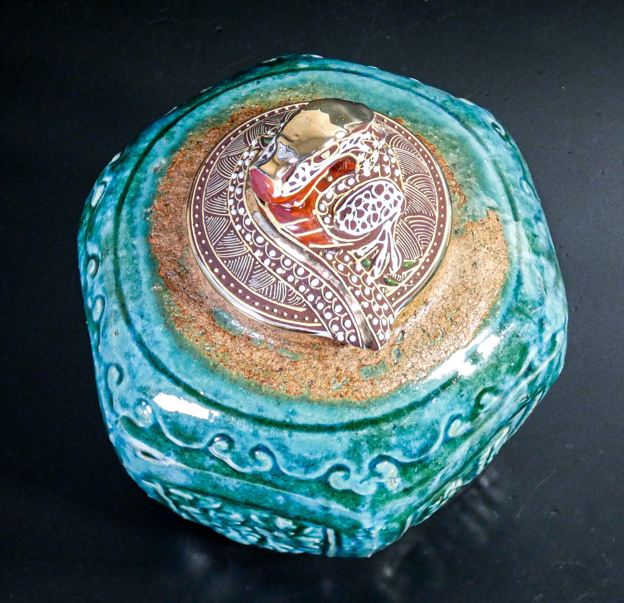 vaso ceramica dipinta dorata porcellana cina cinese serpente china vase