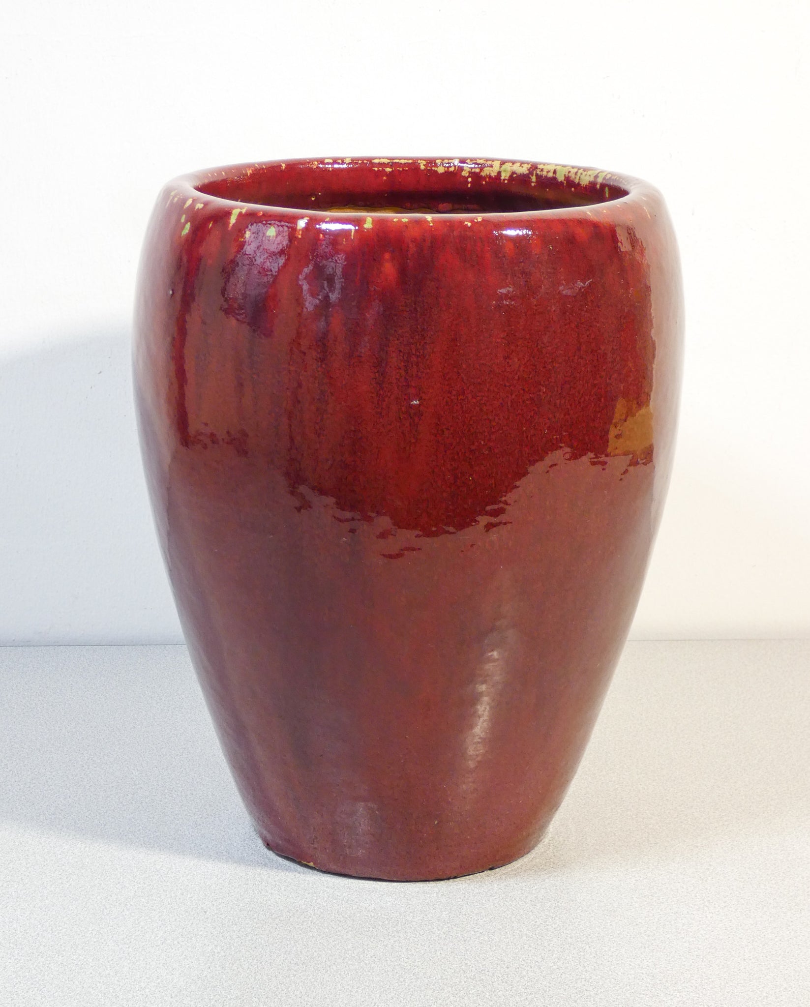 vaso ceramica sang de beouf oxblood rosso cina maiolica smaltata epoca antico