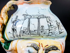 vaso ceramica terracotta dipinta smaltata firmata marino scultura statua vintage