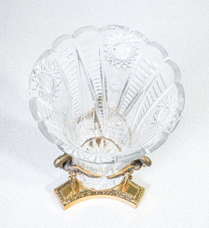 vaso coppa stile impero napoleone cristallo molato metallo dorato italia epoca