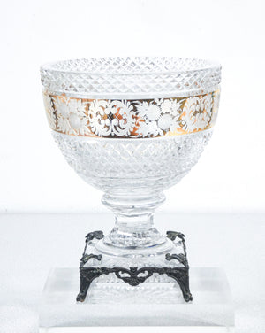 vaso cristallo argento epoca 1900 centrotavola coppa cachepot crystal vase
