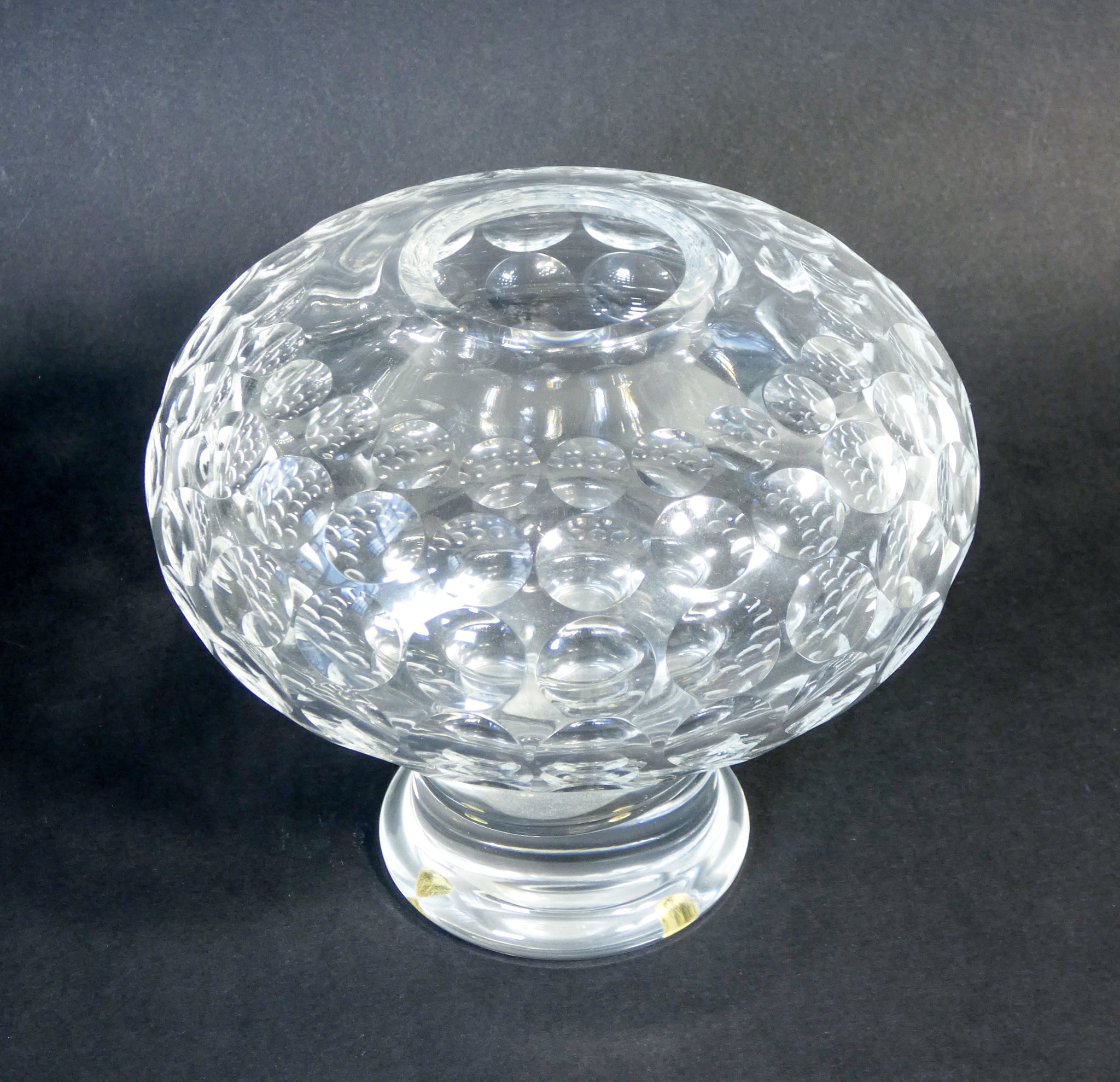 vaso cristallo molato firmato design italia epoca vintage glass crystal art