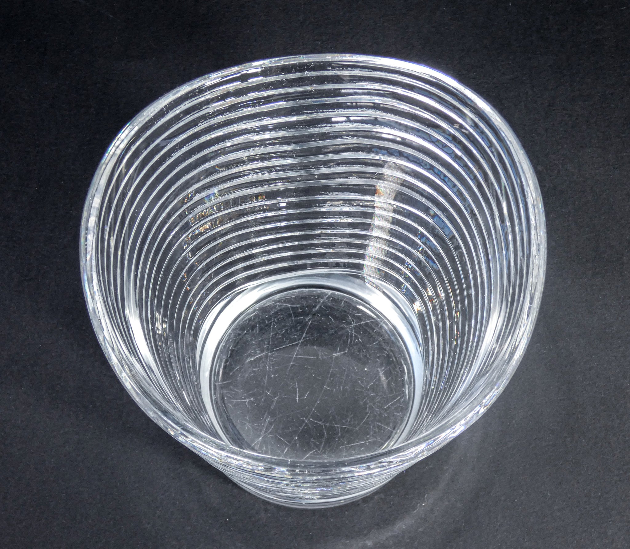 vaso cristallo stile art deco epoca 1950 vintage geometrico rotondo crystal vase