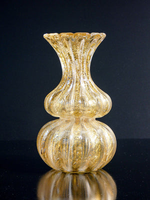 vaso design ercole barovier per barovier e toso murano vetro soffiato oro 1950s