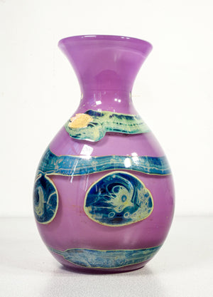 vaso eldorado design samuel herman per val saint lambert vetro soffiato 1980s