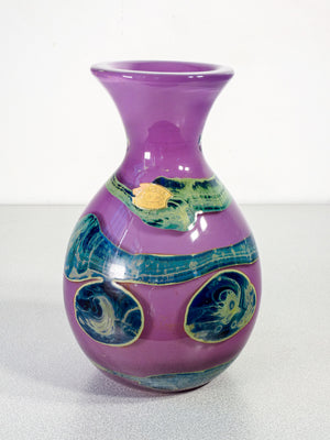 vaso eldorado design samuel herman per val saint lambert vetro soffiato 1980s