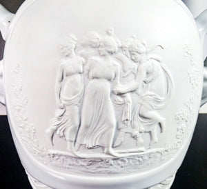 vaso limoges ceramica biscuit smalto bassorilievi scene classiche francia