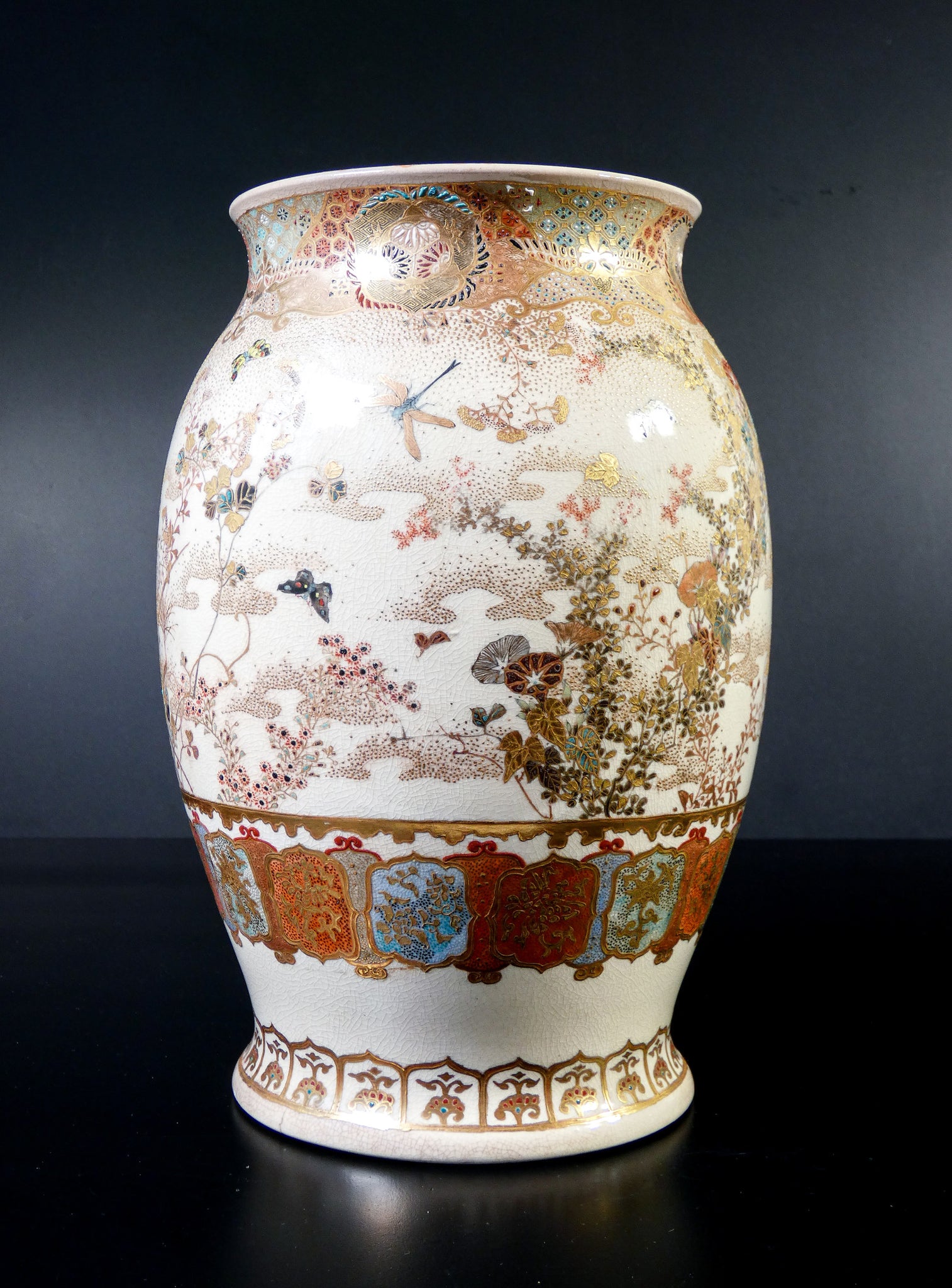 vaso satsuma epoca meiji 1800 ceramica smalto policromo giappone antico