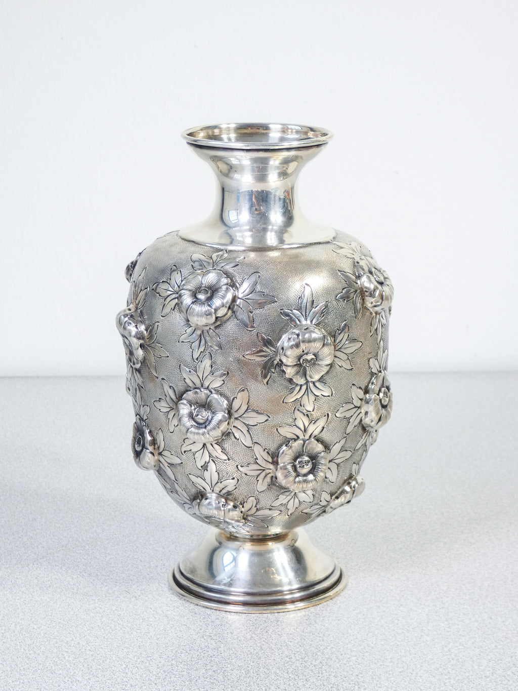 vaso stile liberty argento 800 epoca primo 1900 decorazione floreale antico