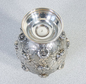 vaso stile liberty argento 800 epoca primo 1900 decorazione floreale antico