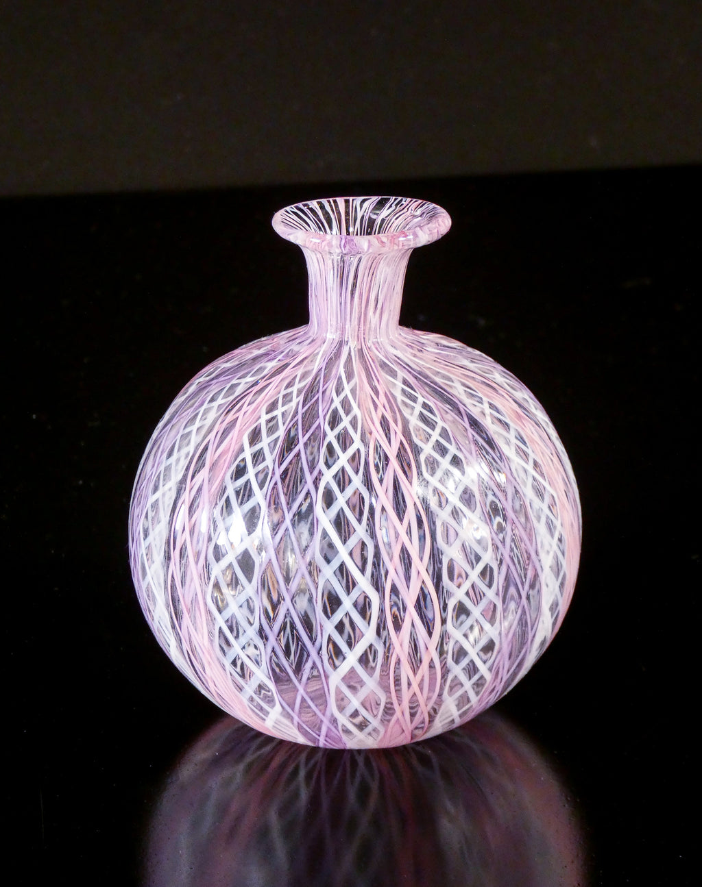 vaso vasetto vetro soffiato murano zanfirico a canne venice glass art epoca