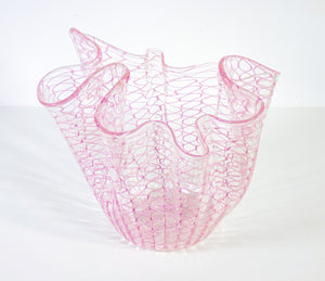 vaso venini fazzoletto zanfirico piccolo 1980 design bianconi vetro soffiato
