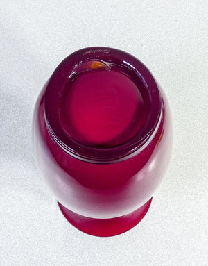 vaso venini opalino rosso epoca 1992 paolo venini vetro soffiato lattimo