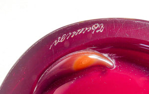 vaso venini opalino rosso epoca 1992 paolo venini vetro soffiato lattimo