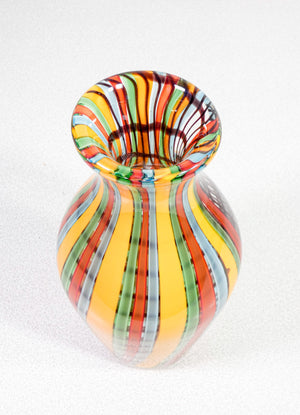 vaso vetro murano fasce policrome design italiano epoca 1970s italy glass art