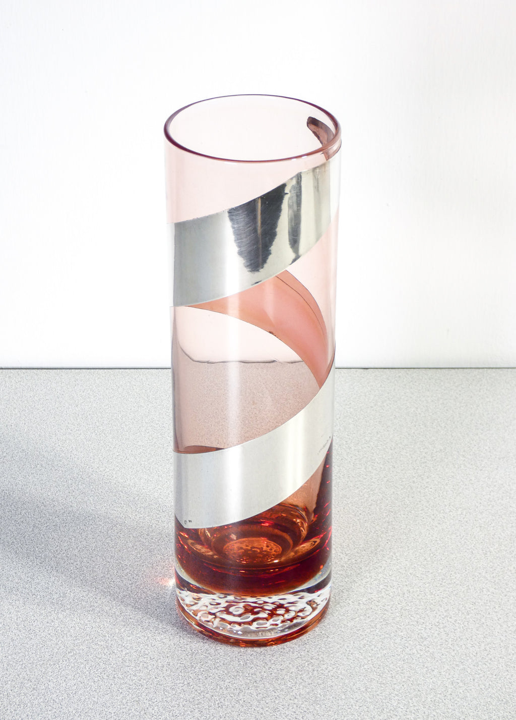 vaso vetro soffiato argento 800 design italiano firenze 1970s portafiori