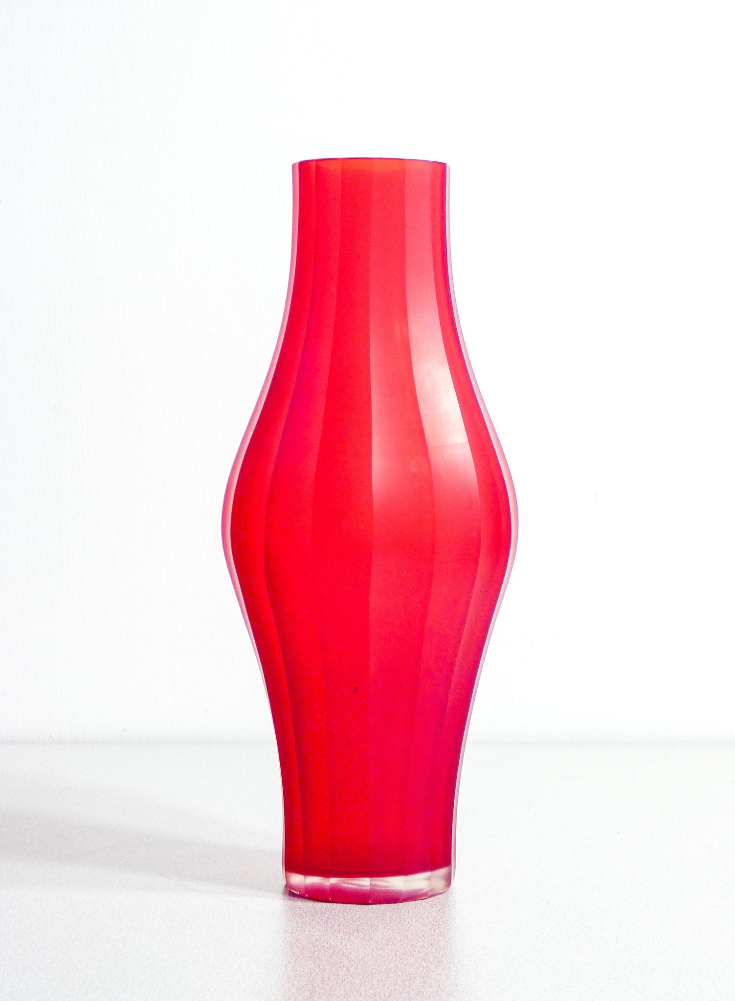 vaso vetro soffiato murano rosso design italia 1980s portafiori vintage vase