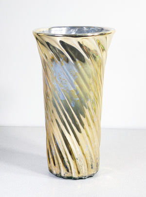 vaso vetro soffiato verde argentato dorato murano italia epoca meta 1900